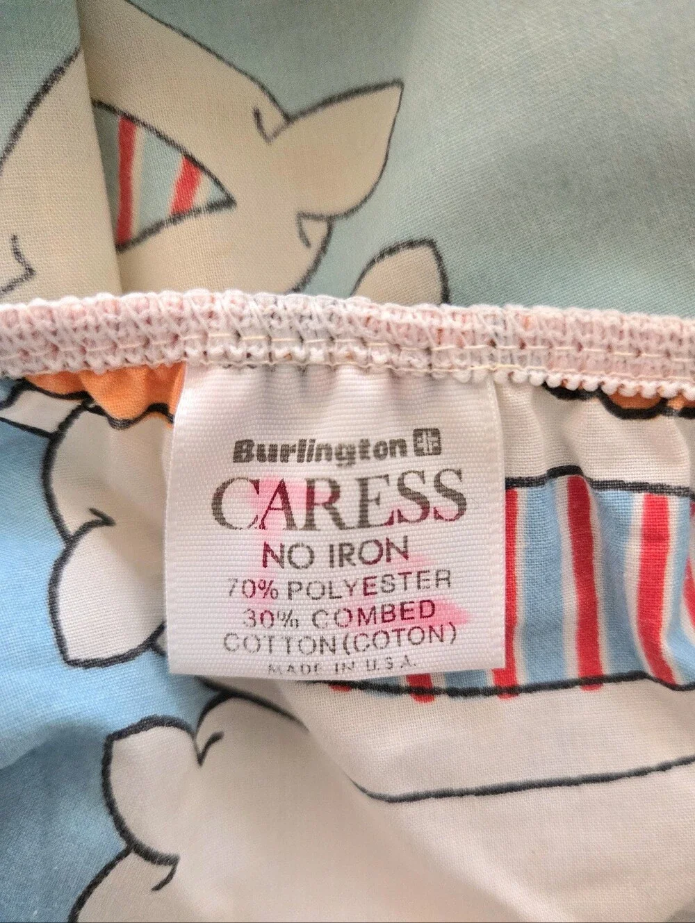 Vtg Garfield 1978 Twin Flat & Fitted Sheet Set Striped Burlington Caress No Iron
